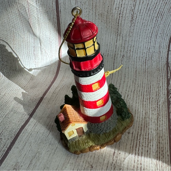 🐬 CLEARANCE ITEM: 4” Lighthouse Ornament with Gold Color Ribbon - Picture 1 of 10